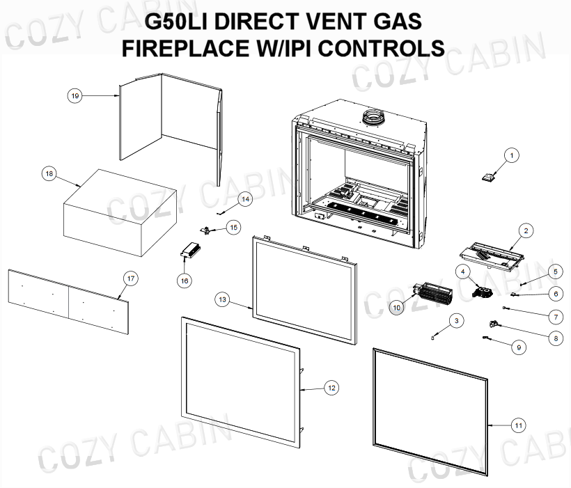 G50LI DIRECT VENT GAS FIREPLACE WITH IPI CONTROLS (March 8, 2019 - >) #C-15631